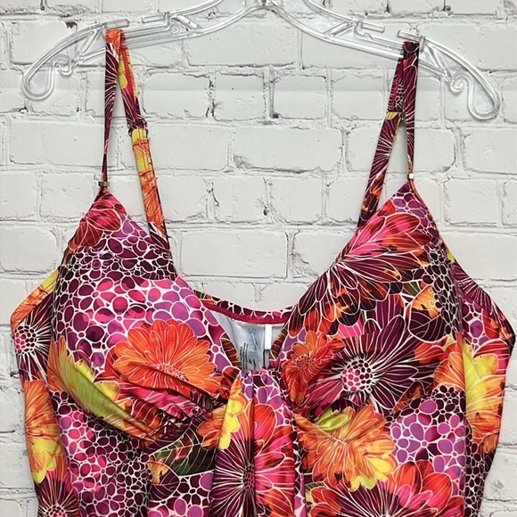 Simply Fit One Piece Floral Print Swim Dress - Picture 2 of 12